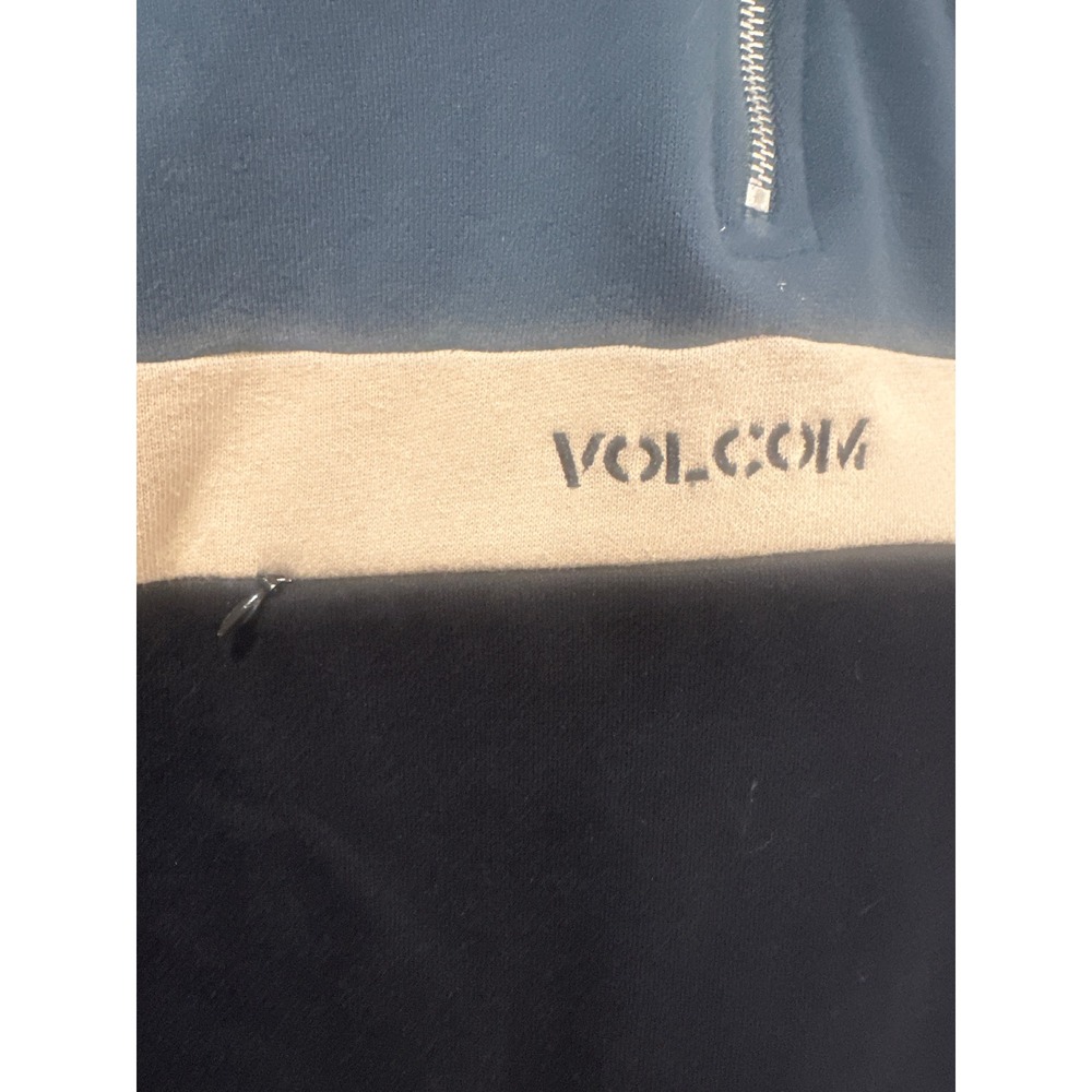 Volcom Kids Colorblock Quarter Zip sweatshirt Pullover Navy Tan Black Size L 12Y - Picture 2 of 8